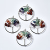 Natural & Synthetic Mixed Stone Bead Brass Wire Wrapped Big Pendants X-G-S202-05-1