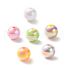 UV Plating Rainbow Iridescent Acrylic Beads X-OACR-K003-001F-1-1