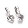 Tibetan Style Alloy Heart Glue-on Flat Pad Pendant Bails TIBEP-21438-AS-NR-1