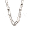 304 Stainless Steel Paperclip Chain Necklace for Women NJEW-C011-03P-02-4