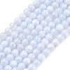 Natural Blue Chalcedony Bead Strands G-R193-02-4mm-4