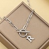 Stainless Steel Paperclip Chain Initial Necklaces with OT Clasps WGD6039-18-1
