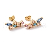 Colorful Cubic Zirconia Flower Stud Earrings X-EJEW-C030-03G-1