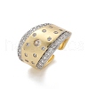 Brass Micro Pave Clear Cubic Zirconia Cuff Rings for Women RJEW-U041-23G-4