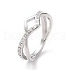 Crystal Rhinestone Wave Finger Ring RJEW-D120-15B-P-1