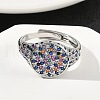 Brass Micro Pave Cubic Zirconia Cuff Rings for Women RJEW-A069-13P-4