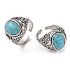 Oval Synthetic Turquoise Cuff Rings RJEW-B107-06AS-02-1