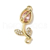Brass Pave Cubic Zirconia Tulip Flower Connector Charms KK-I276-51G-02-1
