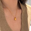 Square & Flat Round 925 Sterling Silver Micro Pave Cubic Zirconia Pendant Necklaces for Women NJEW-F338-08G-3