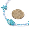 Synthetic Turquoise Starfish & Turtle & Seed Beaded Necklace for Women NJEW-JN04482-01-4
