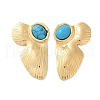 Flower 304 Stainless Steel Synthetic Turquoise Stud Earrings for Women EJEW-U046-16G-4