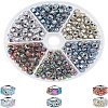Olycraft 210Pcs 6 Colors Electroplated Natural Lava Rock Beads G-OC0001-97-1