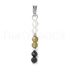 Faceted Round Natural Quartz Crystal & Labradorite & Black Spinel Beaded Pendants PALLOY-JF03529-08-1