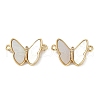 Brass Micro Pave Clear Cubic Zirconia Pave Natural Shell Butterfly Connector Charms KK-P283-05G-1