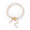 Natural Mixed Stone Chips & Pearl Beaded Bracelet with Enamel Lighting Bolt Charms BJEW-JB08332-M-2