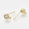 Brass Cubic Zirconia Stud Earring Findings KK-T035-82-2