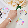 FIBLOOM 4Pcs 4 Styles Word Big Little Sis Acrylic Heart Beaded Stretch Bracelets Set BJEW-FI0001-54-3