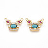 Synthetic Turquoise Rectangle with Flower Pendants KK-N258-15G-1