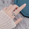 Carp with Lotus 925 Sterling Silver Adjustable Finger Rings for Women FS-WG36D80-01-3