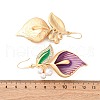 Flower Alloy Enamel Dangle Earrings EJEW-Z108-01G-3
