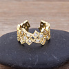 Brass Micro Pave Cubic Zirconia Adjustable Open Rings FS-WG624C0-01-4