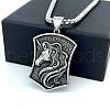 Greek Stainless Steel Unicorn Shield Pendant Men's Necklaces WQ1384-5