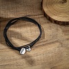 Flat Round & Oval Alloy Pendant Suede Cord Multi-Layer Choker Necklaces for Women FS-WG2F217-01-1