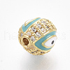 Golden Plated Brass Micro Pave Cubic Zirconia Beads ZIRC-S061-130A-3