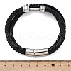 Braided Black Microfiber Leather Cord Multi-strand Bracelets for Women Men BJEW-D304-03P-3