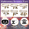 6Pcs 6 Style Skull & Wing & Witch Alloy Charms Safety Pin Brooch JEWB-PH01257-3