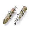 Natural Unakite Big Pointed Pendants X-G-F696-B06-3