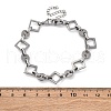 304 Stainless Steel Rhombus Link Chains Bracelets for Men & Women BJEW-D042-28P-5
