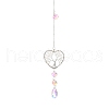 Wire Wrapped Natural Quartz Crystal Heart with Tree of Life Pendant Decorations HJEW-K046-02P-04-2