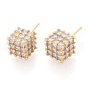 Brass Micro Pave Clear Cubic Zirconia Stud Earrings EJEW-N061-02G-1
