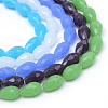 Teardrop Faceted Imitation Jade Glass Beads Strands GLAA-Q052-A-1