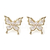 Butterfly Brass Stud Earrings EJEW-M245-07G-2