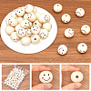 Gorgecraft 60Pcs Printed Natural Wood European Beads WOOD-GF0002-19B-6