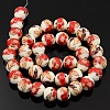 Handmade Printed Porcelain Round Beads Strands PORC-L004-10mm-08-2