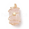 Natural Rose Quartz Copper Wire Wrapped Pendants PALLOY-JF01980-03-2