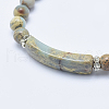 Natural Aqua Terra Jasper Stretch Charm Bracelets BJEW-E322-01B-3