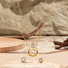 Minimalist Stainless Steel Clear Cubic Zirconia Ring Double-layer Necklace & Earrings Sets for Women EU1763-1