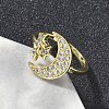 Brass Micro Pave Cubic Zirconia Cuff Rings for Women RJEW-D322-04G-3