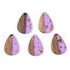 Transparent Resin & Walnut Wood Pendants RESI-S389-027A-B01-1