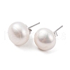 Mother's Day Jewellery Natural Pearl Round Bead Stud Earrings X-EJEW-E298-01G-01P-1