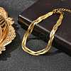 304 Stainless Steel Herringbone Chains Bracelets for Women BJEW-B137-02G-2