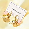 304 Stainless Steel Glass Beads Hoop Earrings EJEW-D308-08PG-5