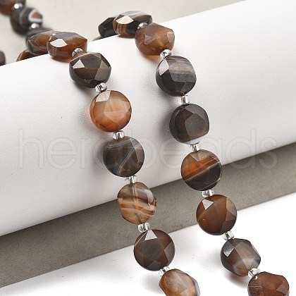 Dyed & Heated Natural Banded Agate Beads Strands G-C116-A83-01-1