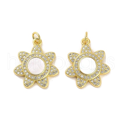 Brass Micro Pave Clear Cubic Zirconia Pendants KK-K365-05A-G-1