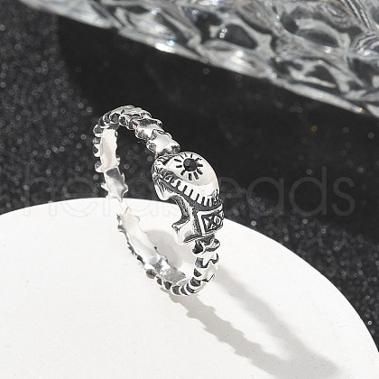Sterling Silver Open Cuff Rings for Women RJEW-R008-01AS-04-1