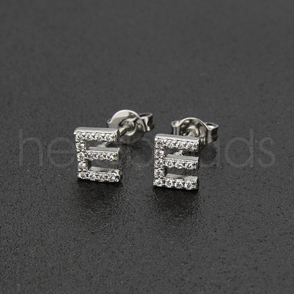 Brass Micro Pave Clear Cubic Zirconia Stud Earrings FS-WGC2F12-05-1